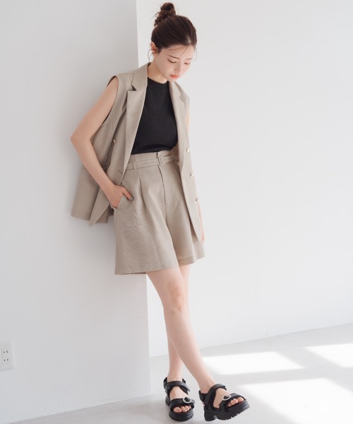 セール】2025春夏新作 麻調メッシュショートパンツ（その他