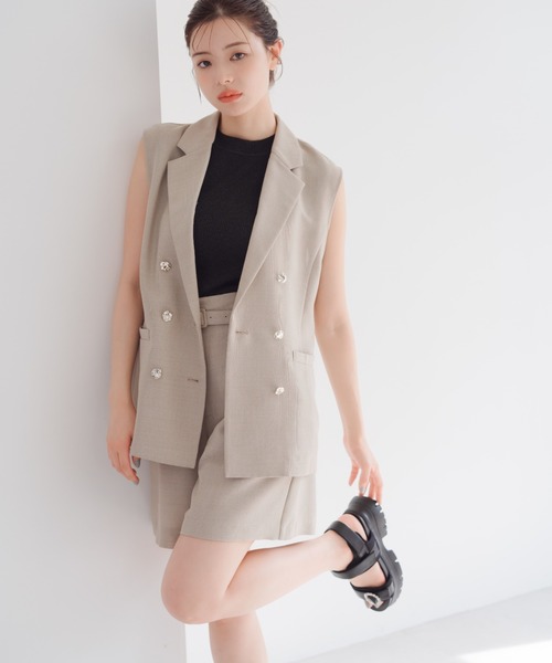 MISCHMASH  ベージュ ショートパンツ サイズ38 セール】2025春夏新作 麻調メッシュショートパンツ（その他