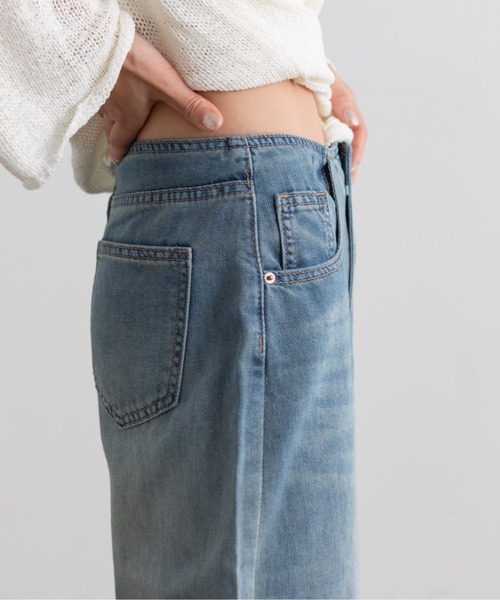 Lunea（ルネア）の「ライトデニムワイドパンツ（デニムパンツ・レディース・ブルー/ホワイト/ライトブルー・L/M/S）」の8枚目の写真