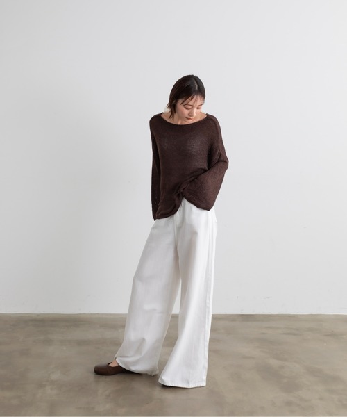 Lunea（ルネア）の「ライトデニムワイドパンツ（デニムパンツ・レディース・ブルー/ホワイト/ライトブルー・L/M/S）」の21枚目の写真