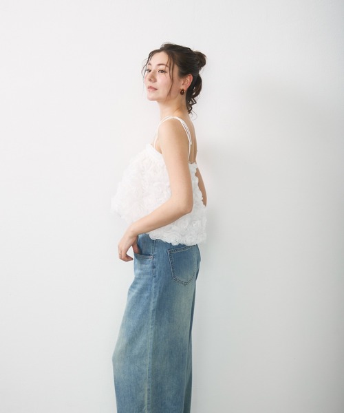 Lunea（ルネア）の「ライトデニムワイドパンツ（デニムパンツ・レディース・ブルー/ホワイト/ライトブルー・L/M/S）」の16枚目の写真