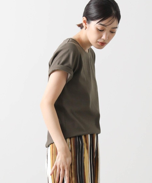 Gready Brilliant(グレディブリリアン)の「CICA配合クルーカットソー(Tシャツ/カットソー・レディース・チャコールグレー/オフホワイト/グレイッシュベージュ・FREE)」の17枚目の写真