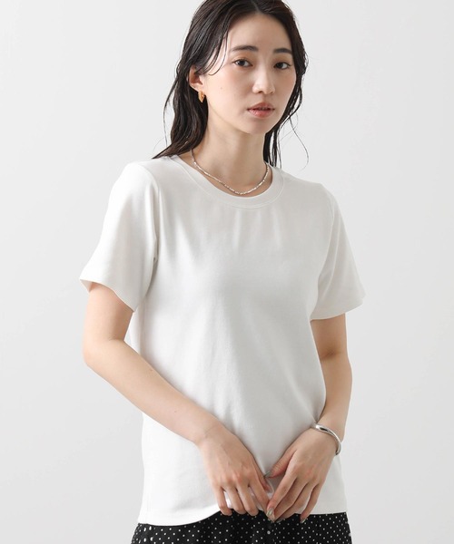 Gready Brilliant(グレディブリリアン)の「CICA配合クルーカットソー(Tシャツ/カットソー・レディース・チャコールグレー/オフホワイト/グレイッシュベージュ・FREE)」の8枚目の写真