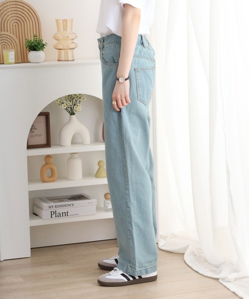atONE（アットワン）の「コットンデニムワイドパンツ（デニムパンツ・レディース・ライトブルー/ブラック系その他/ネイビー・L/M/LL）」の21枚目の写真