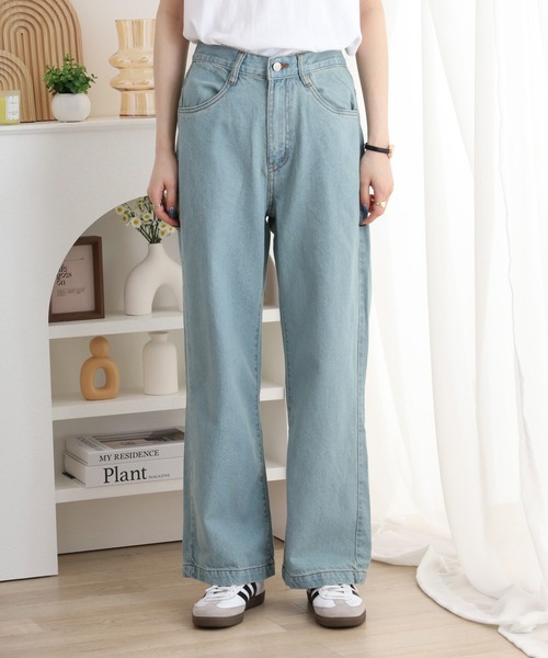 atONE（アットワン）の「コットンデニムワイドパンツ（デニムパンツ・レディース・ライトブルー/ブラック系その他/ネイビー・L/M/LL）」の20枚目の写真
