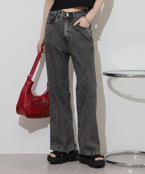 atONE（アットワン）の「コットンデニムワイドパンツ（デニムパンツ・レディース・ライトブルー/ブラック系その他/ネイビー・L/M/LL）」の7枚目の写真