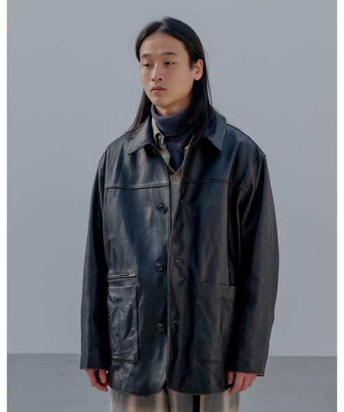uniform experiment(ユニフォームエクスペリメント)の「LEATHER CAR COAT(ブルゾン・メンズ・ブラック・2/3/1/4/5)」の2枚目の写真