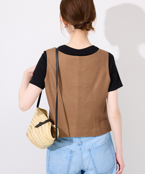 SLOBE IENA(スローブイエナ)の「リネン混スクエアジレ(ベスト・レディース・キャメル/ブラック・FREE)」の14枚目の写真