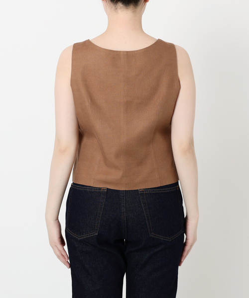 SLOBE IENA(スローブイエナ)の「リネン混スクエアジレ(ベスト・レディース・キャメル/ブラック・FREE)」の17枚目の写真