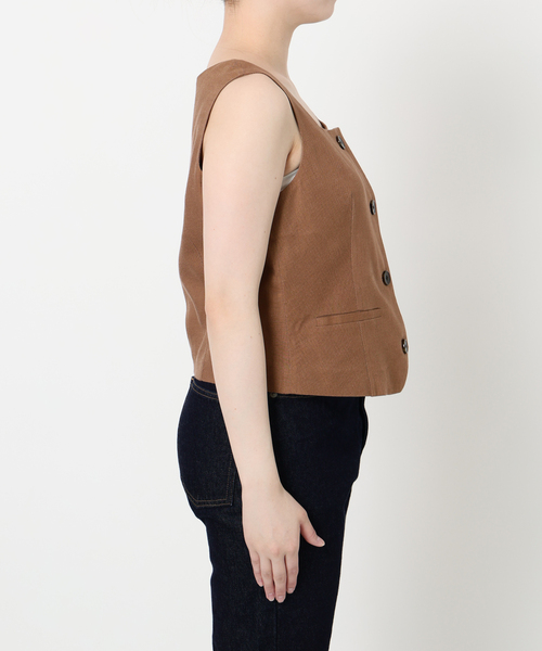 SLOBE IENA(スローブイエナ)の「リネン混スクエアジレ(ベスト・レディース・キャメル/ブラック・FREE)」の18枚目の写真