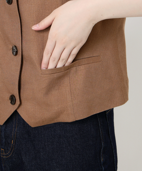SLOBE IENA(スローブイエナ)の「リネン混スクエアジレ(ベスト・レディース・キャメル/ブラック・FREE)」の21枚目の写真