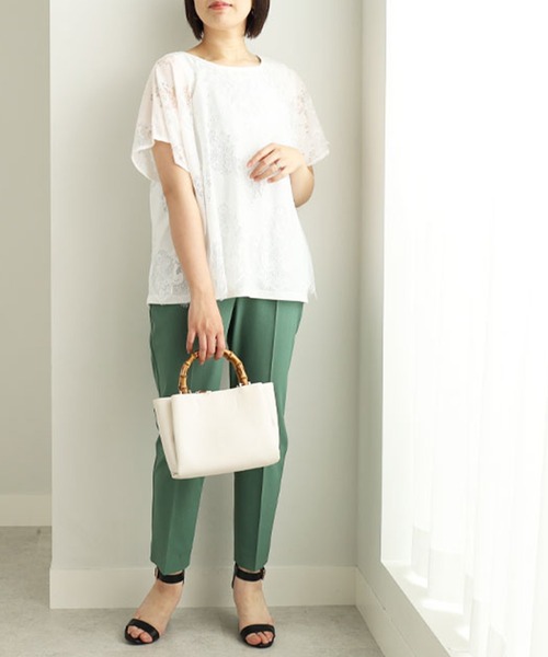 BELLUNA PLUS（ベルーナ）の「ラッセルレースバックシャンプルオーバー（Tシャツ/カットソー・レディース・セージグリーン・MEDIUM/LARGE）」の2枚目の写真