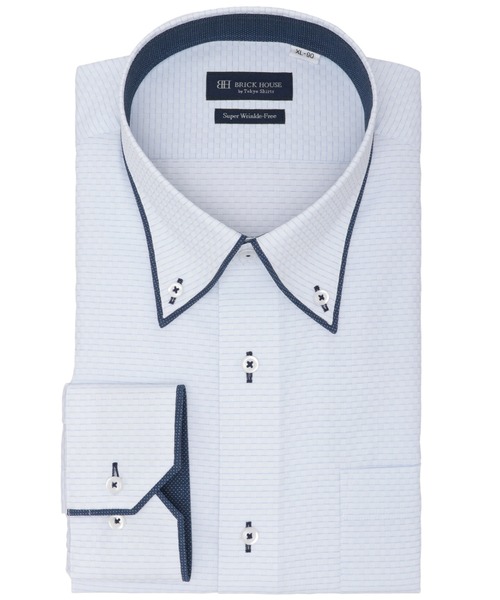 TOKYO SHIRTS(トウキョウシャツ)の「【超形態安定】 形態安定ノンアイロン ボタンダウン 長袖ビジネスワイシャツ(大きいサイズ・長いサイズ)(ビジネスシャツ・メンズ・ブルー・首回り39cm-裄丈88cm/首回り41cm-裄丈90cm/首回り42cm-裄丈90cm/首回り43cm-裄丈90cm/首回り45cm-裄丈82cm/首回り45cm-裄丈86cm/首回り45cm-裄丈90cm/首回り47cm-裄丈86cm/首回り47cm-裄丈90cm)」の1枚目の写真