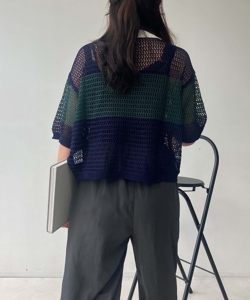 AS KNOW AS plus（アズノゥアズプラス）の「●メッシュ 半袖ラガーシャツ（ポロシャツ・レディース・レッド系/ネイビー系/オレンジ系・FREE）」の9枚目の写真