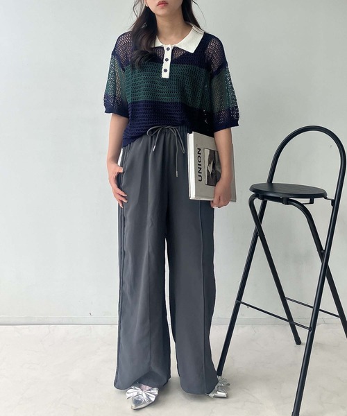 AS KNOW AS plus（アズノゥアズプラス）の「●メッシュ 半袖ラガーシャツ（ポロシャツ・レディース・レッド系/ネイビー系/オレンジ系・FREE）」の10枚目の写真