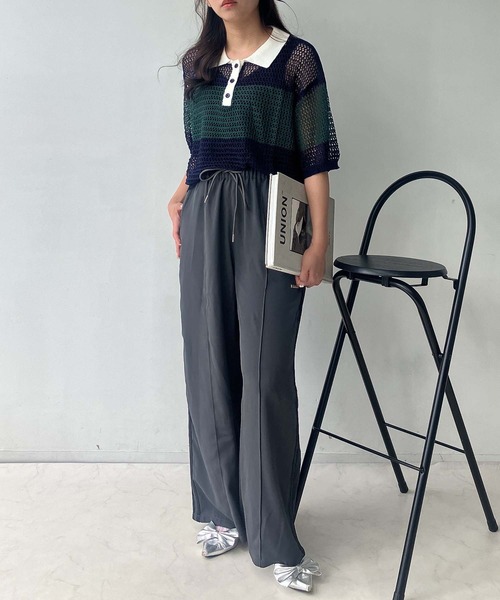 AS KNOW AS plus（アズノゥアズプラス）の「●メッシュ 半袖ラガーシャツ（ポロシャツ・レディース・レッド系/ネイビー系/オレンジ系・FREE）」の11枚目の写真