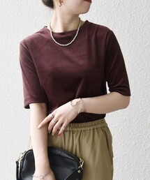 SHIPS any | SHIPS any:〈洗濯機可能〉ポリエステル ベロア ハーフスリーブ TEE(Tシャツ/カットソー)