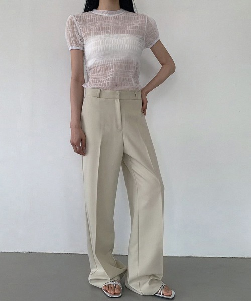 ReRe(リリ)の「シアー格子メッシュトップス(Tシャツ/カットソー・レディース・ホワイト/ブルー/ベージュ/ブラック・FREE)」の9枚目の写真