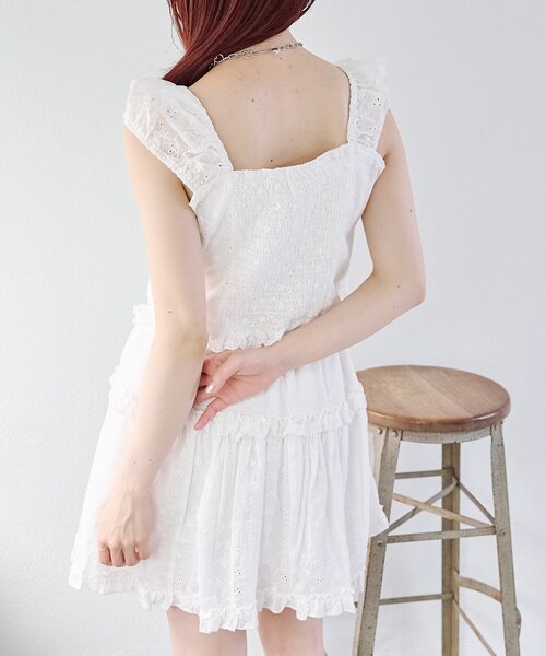 w closet(ダブルクローゼット)の「シフリーレースパフブラウス(シャツ/ブラウス・レディース・オフホワイト/ブルー/ブラウン・FREE)」の17枚目の写真