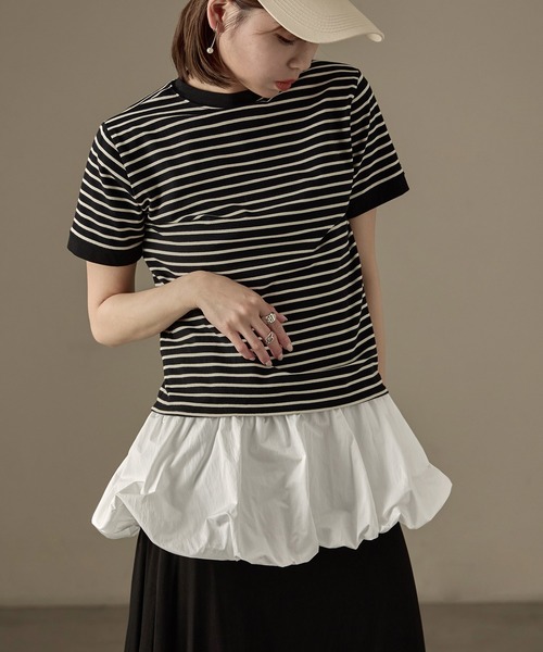 Fashion Letter(ファッションレター)の「バルーンペプラム アメリカンスリーブリブタンク(タンクトップ・レディース・ブラック/アイボリー/ホワイト・M)」の11枚目の写真