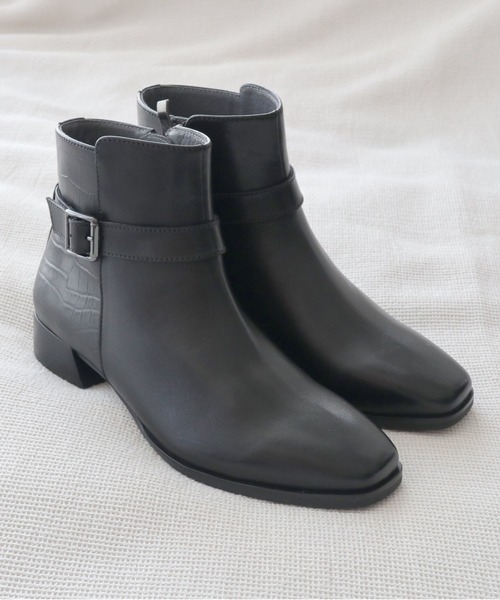 MODE KAORI（モードカオリ）の「【本革】スクエアショートブーツ/21530（ブーツ・レディース・ダークブラウン/グレー/ブラック・25cm/24.5cm/24cm/23.5cm/23cm/22.5cm）」の8枚目の写真