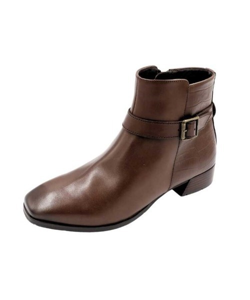 MODE KAORI（モードカオリ）の「【本革】スクエアショートブーツ/21530（ブーツ・レディース・ダークブラウン/グレー/ブラック・25cm/24.5cm/24cm/23.5cm/23cm/22.5cm）」の6枚目の写真