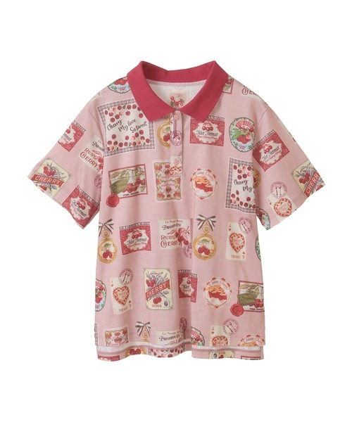 PINK HOUSE / ピンクハウス チェリー総柄プリントポロシャツ チェリー総柄プリントポロシャツ（ポロシャツ）｜PINK HOUSE