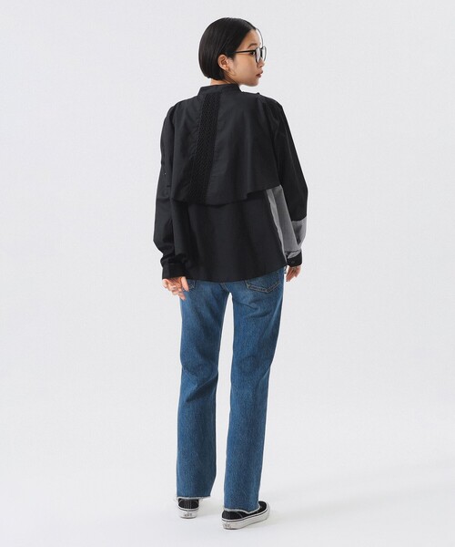 TORI-TO(トリト)の「【別注】TORI-TO / レイヤード シャツ(シャツ/ブラウス・レディース・ネイビー/ブラック・ONE SIZE)」の4枚目の写真