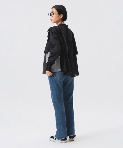 TORI-TO(トリト)の「【別注】TORI-TO / レイヤード シャツ(シャツ/ブラウス・レディース・ネイビー/ブラック・ONE SIZE)」の5枚目の写真