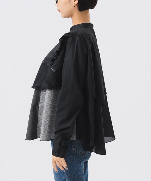 TORI-TO(トリト)の「【別注】TORI-TO / レイヤード シャツ(シャツ/ブラウス・レディース・ネイビー/ブラック・ONE SIZE)」の8枚目の写真