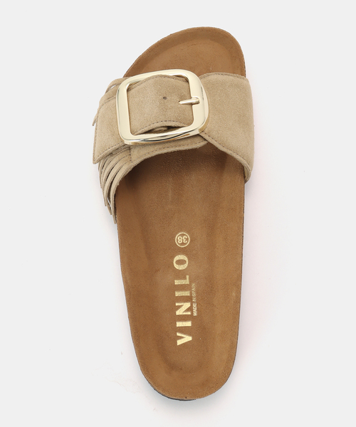 VINILO FRINGE SANDAL フリンジバックル付きベージュサンダル VINILO/ヴィニーロ】FRINGE SANDAL（サンダル）｜Deuxieme