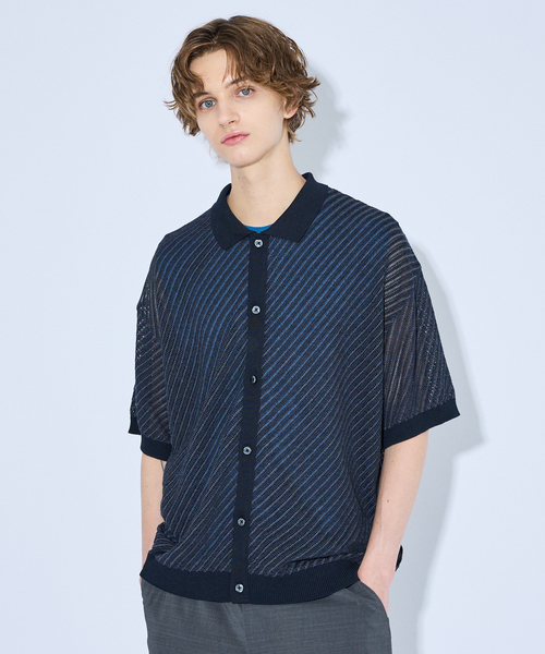 ABAHOUSE（アバハウス）の「【透かし編み】バイアス メッシュニットポロ / ニットシャツ（シャツ/ブラウス・メンズ・ブラック/イエロー/グリーン系その他・46/48）」の12枚目の写真