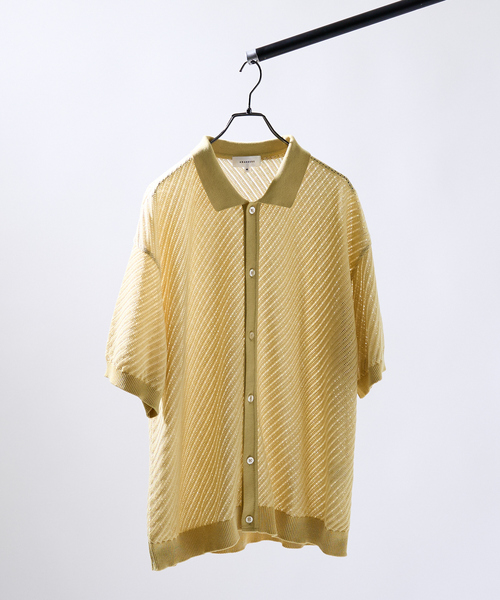 ABAHOUSE（アバハウス）の「【透かし編み】バイアス メッシュニットポロ / ニットシャツ（シャツ/ブラウス・メンズ・ブラック/イエロー/グリーン系その他・46/48）」の14枚目の写真