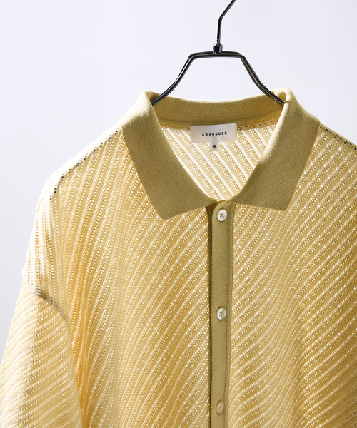 ABAHOUSE（アバハウス）の「【透かし編み】バイアス メッシュニットポロ / ニットシャツ（シャツ/ブラウス・メンズ・ブラック/イエロー/グリーン系その他・46/48）」の15枚目の写真
