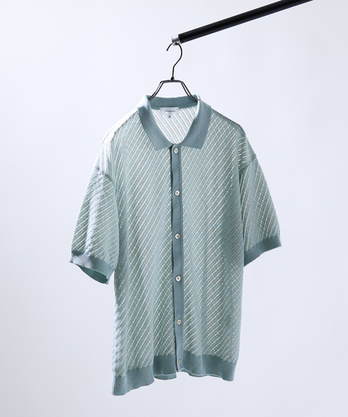 ABAHOUSE（アバハウス）の「【透かし編み】バイアス メッシュニットポロ / ニットシャツ（シャツ/ブラウス・メンズ・ブラック/イエロー/グリーン系その他・46/48）」の20枚目の写真