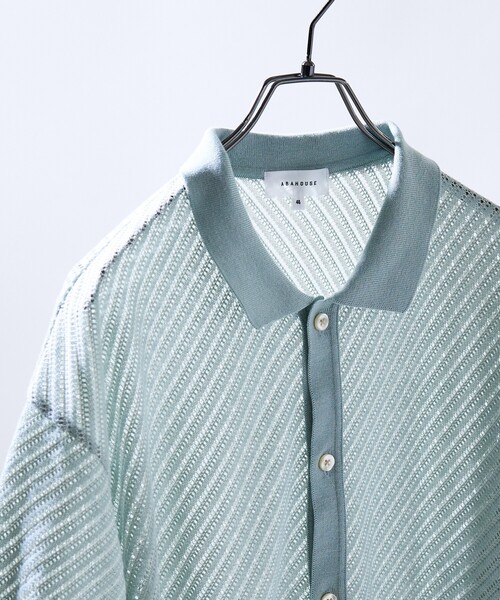 ABAHOUSE（アバハウス）の「【透かし編み】バイアス メッシュニットポロ / ニットシャツ（シャツ/ブラウス・メンズ・ブラック/イエロー/グリーン系その他・46/48）」の21枚目の写真