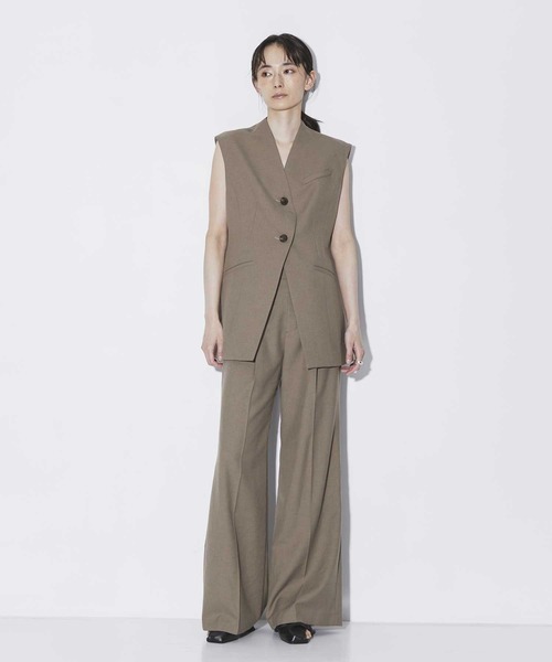 【着用5.6回】アキラナカ　MALNIパンツ　モノトーンリネンワイドパンツ　S AKIRANAKA パンツ 「AKIRANAKA/アキラナカ」EX.Straight Flare