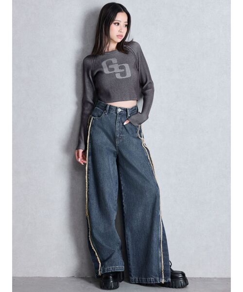 GYDA(ジェイダ)の「ハイウエストside slit GYDAワイドデニムパンツ(デニムパンツ・レディース・ブルー/ライトブルー・SMALL/MEDIUM)」の10枚目の写真