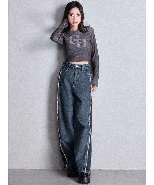 GYDA(ジェイダ)の「ハイウエストside slit GYDAワイドデニムパンツ(デニムパンツ・レディース・ブルー/ライトブルー・SMALL/MEDIUM)」の11枚目の写真