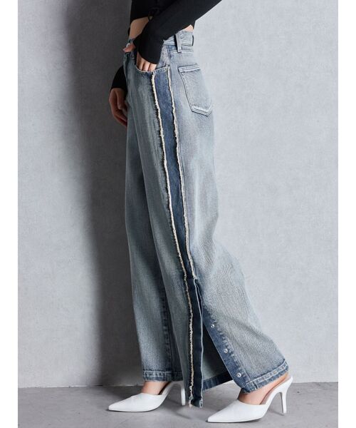 GYDA(ジェイダ)の「ハイウエストside slit GYDAワイドデニムパンツ(デニムパンツ・レディース・ブルー/ライトブルー・SMALL/MEDIUM)」の14枚目の写真