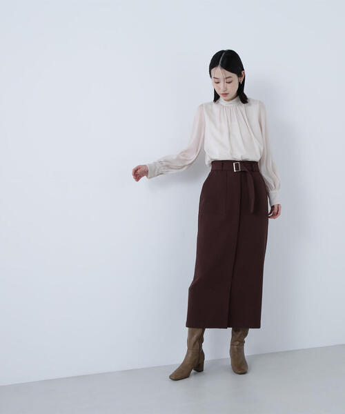 NATURAL BEAUTY BASIC(ナチュラルビューティーベーシック)の「◇ハイネックボリュームシアーブラウス(シャツ/ブラウス・レディース・オフホワイト/ライトグリーン/ダークブラウン/ベージュ・MEDIUM/SMALL)」の21枚目の写真