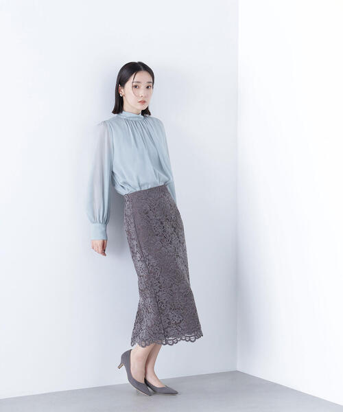 NATURAL BEAUTY BASIC(ナチュラルビューティーベーシック)の「◇ハイネックボリュームシアーブラウス(シャツ/ブラウス・レディース・オフホワイト/ライトグリーン/ダークブラウン/ベージュ・MEDIUM/SMALL)」の9枚目の写真