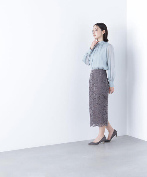 NATURAL BEAUTY BASIC(ナチュラルビューティーベーシック)の「◇ハイネックボリュームシアーブラウス(シャツ/ブラウス・レディース・オフホワイト/ライトグリーン/ダークブラウン/ベージュ・MEDIUM/SMALL)」の11枚目の写真