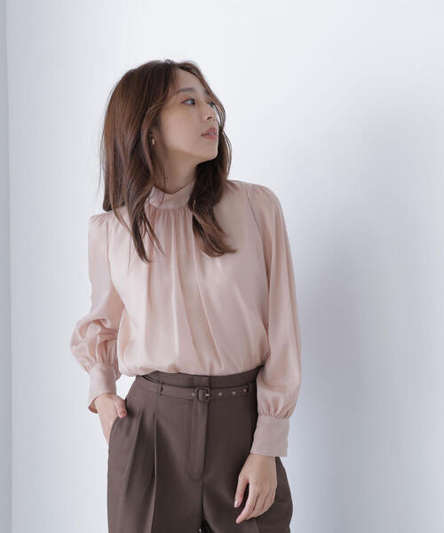 新品⭐︎ハイネックボリュームシアーブラウス ハイネックボリュームシアーブラウス 24SS｜ナチュラル