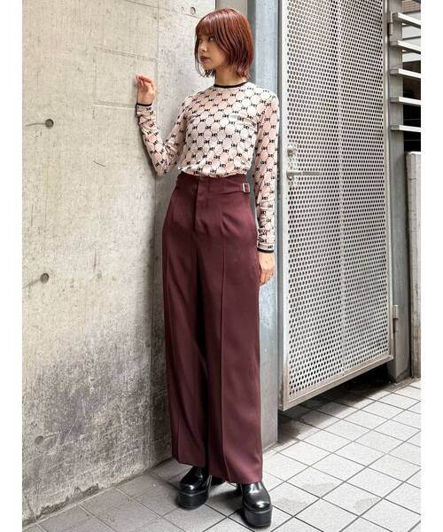 MURUA（ムルーア）の「【セットアップ対応】サイドベルトパンツ（スラックス・レディース・グレー/ボルドー/ブラウン・1/2）」の7枚目の写真