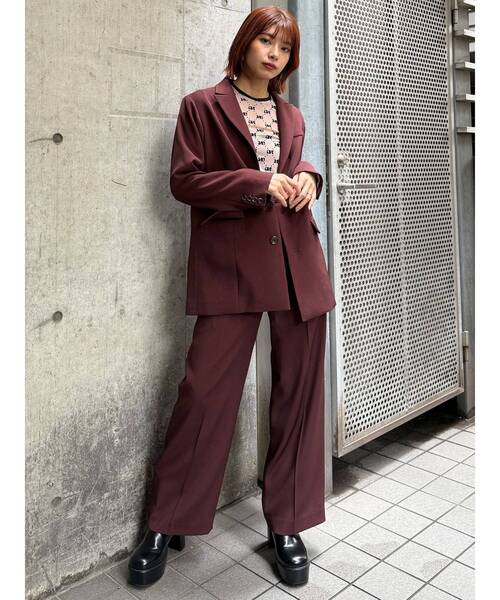 MURUA（ムルーア）の「【セットアップ対応】サイドベルトパンツ（スラックス・レディース・グレー/ボルドー/ブラウン・1/2）」の10枚目の写真