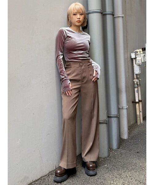 MURUA（ムルーア）の「【セットアップ対応】サイドベルトパンツ（スラックス・レディース・グレー/ボルドー/ブラウン・1/2）」の17枚目の写真