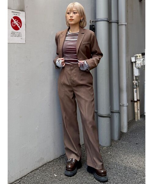 MURUA（ムルーア）の「【セットアップ対応】サイドベルトパンツ（スラックス・レディース・グレー/ボルドー/ブラウン・1/2）」の18枚目の写真