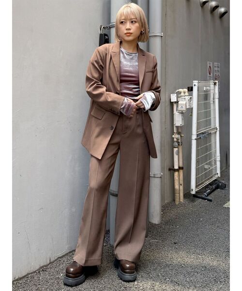 MURUA（ムルーア）の「【セットアップ対応】サイドベルトパンツ（スラックス・レディース・グレー/ボルドー/ブラウン・1/2）」の19枚目の写真