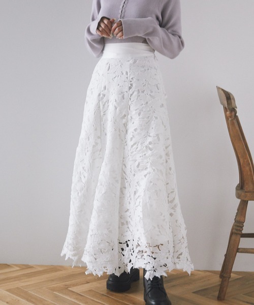 Areeam アリーム ロングレーススカート ブラック セール/ブランド古着